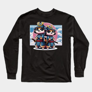 Kawaii Samurai Cute Animal Meerkat with Katana Warrior Long Sleeve T-Shirt
